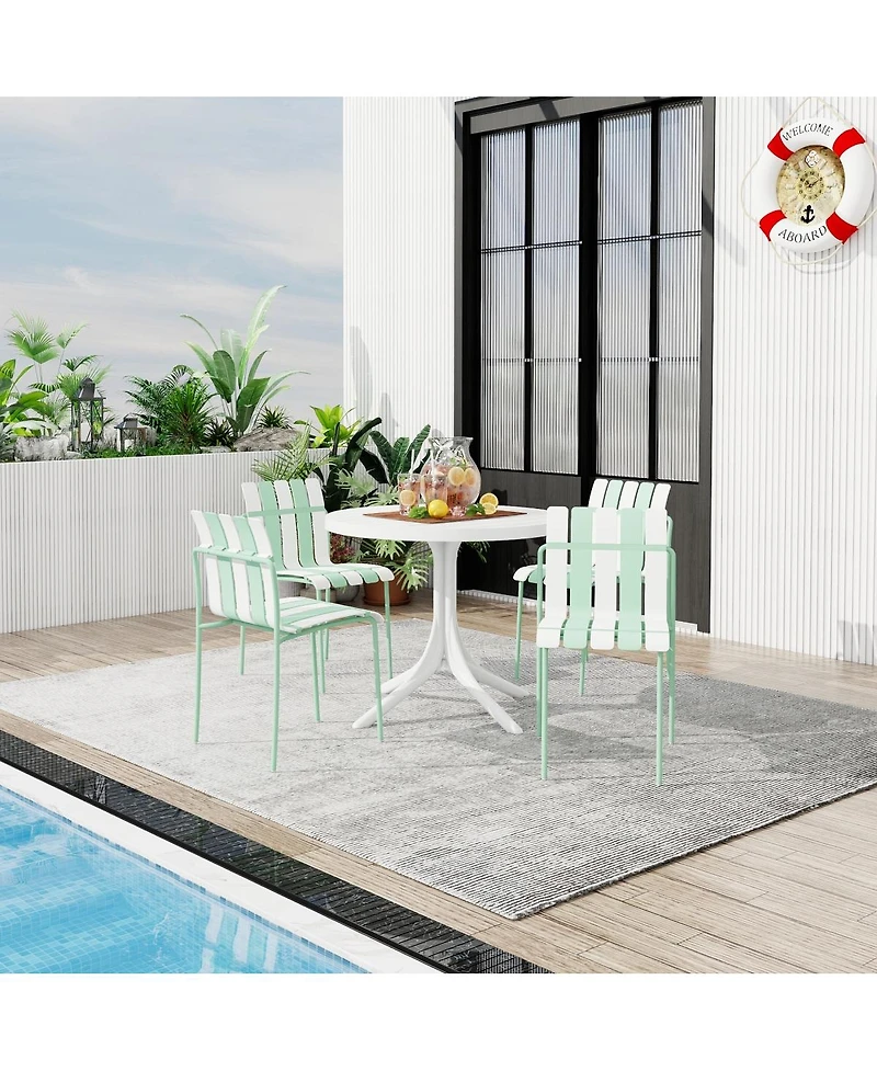 Streamdale Furniture Piece Striped Chair and Round Table Set