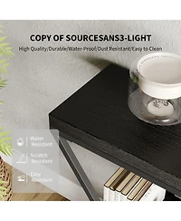 homfan Industrial 3-Tier Entryway Console Table with X-Shaped Metal Frame, Open Shelves and Adjustable Feet