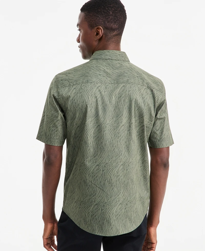 Alfani Men's Baker Geometric Short-Sleeve Shirt, Macy's Exclusive - Bbaker Line Geo
