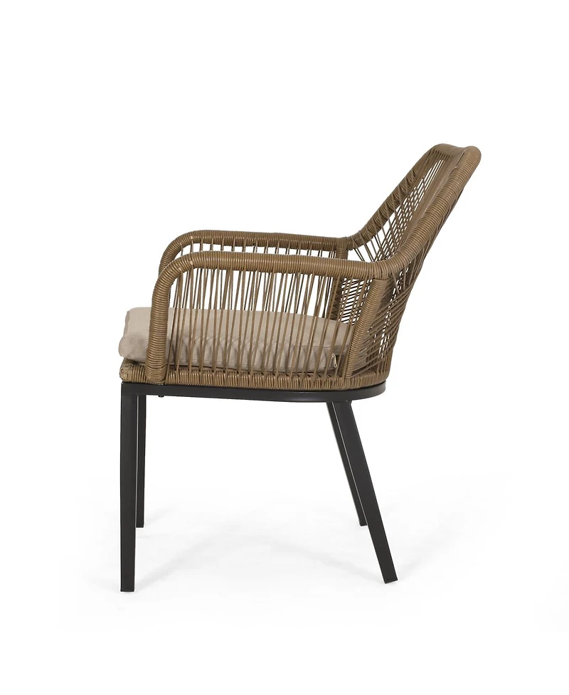Streamdale Furniture Modern Woven Wicker Outdoor Dining Club Chairs with Water-Resistant Cushions 2