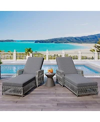 Streamdale Furniture 2-Piece Outdoor Wicker Reclining Chaise Lounge Set with Cushions