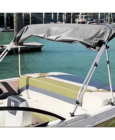 Homfan 8' L 73"-96" W Boat Bimini Top, 4 Bow Aluminum Alloy Frame with 600D Uv-Proof Fabric