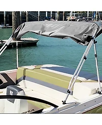 Homfan 8' L 73"-96" W Boat Bimini Top, 4 Bow Aluminum Alloy Frame with 600D Uv-Proof Fabric