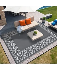 gaomon Outdoor Rug 9 x 18, Reversible Waterproof Plastic Straw Patio Mat for Rv Camping Deck Backyard Beach Picnic