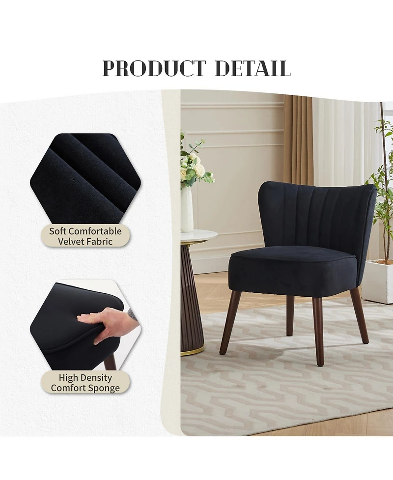 homfan Set of 2 Mid-Century Accent Chairs for Living, Wingback Sofa, Adjustable Feet, Wood Legs, 300lb, Bedroom, Dining, Office
