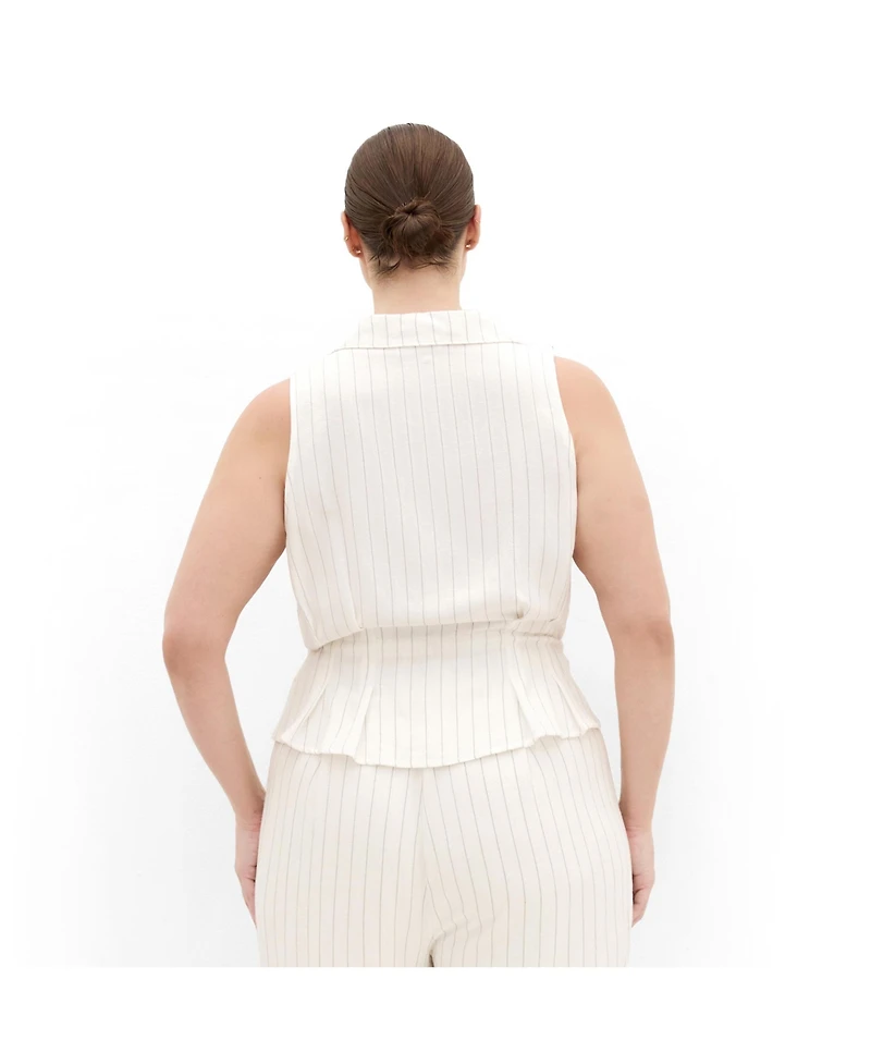 City Chic Women's Eva Stripe Relaxed Vest