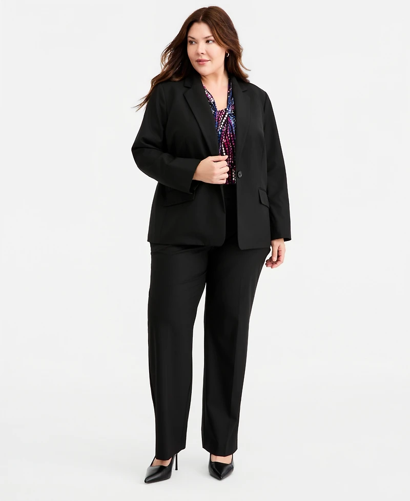Kasper Plus Washable Bi-Stretch One-Button Blazer