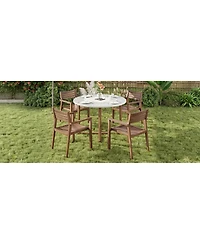 Streamdale Furniture Piece Acacia Wood Outdoor Dining Set with Round Table