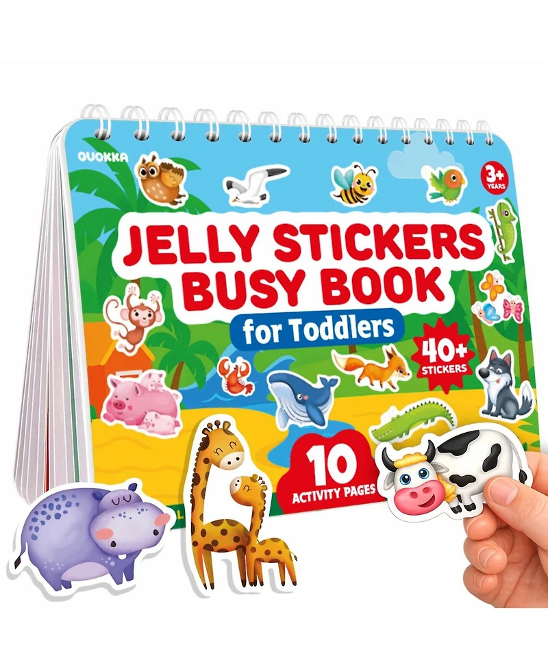 Quokka Jelly Sticker Books for Toddlers 1-3, 40+ Large Thick Reusable Stickers, Waterproof Washable Toddler Activity Busy Book