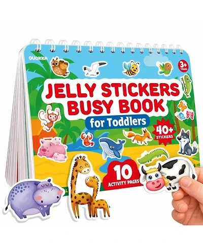 Quokka Jelly Sticker Books for Toddlers 1-3, 40+ Large Thick Reusable Stickers, Waterproof Washable Toddler Activity Busy Book