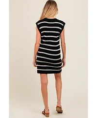 Pinkblush Maternity Black Striped Sweater Knit Sleeveless Dress