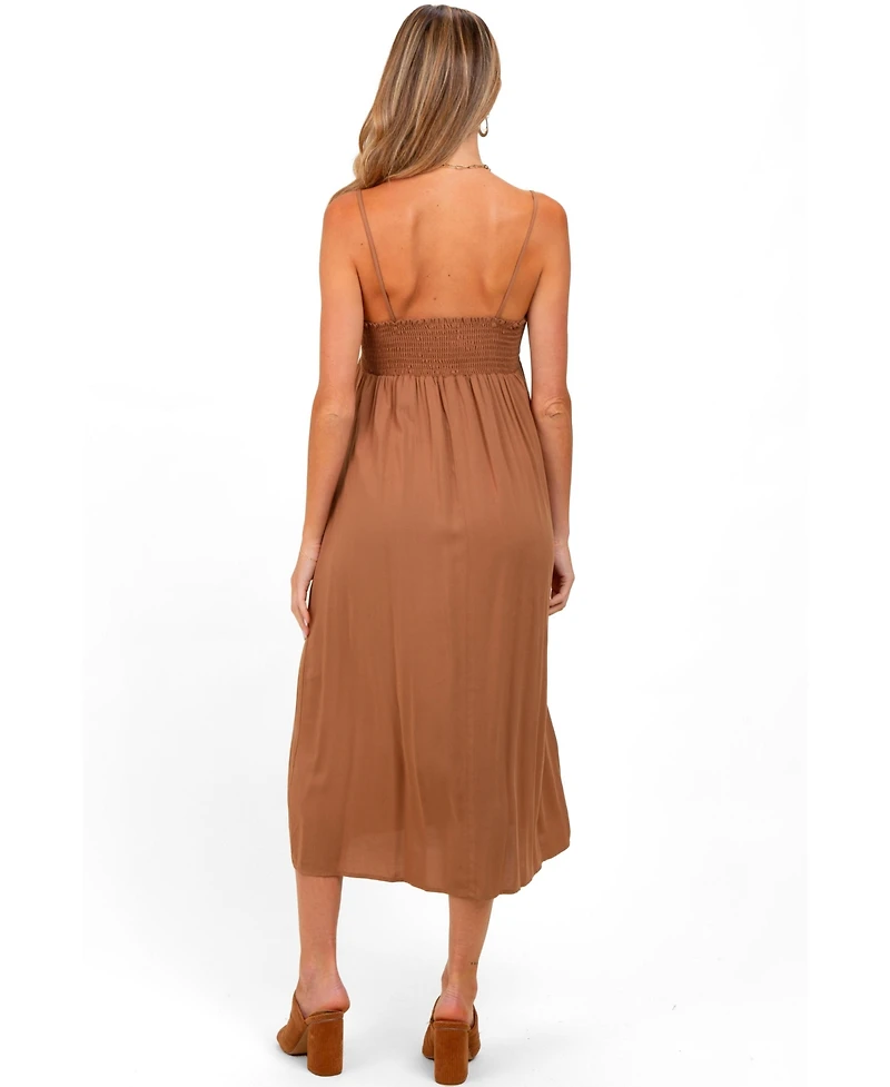 Pinkblush Maternity Camel Front Tie Sleeveless Midi Dress