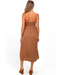 Pinkblush Maternity Camel Front Tie Sleeveless Midi Dress