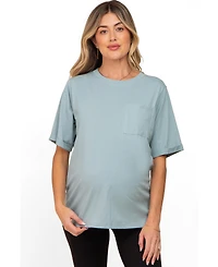 Pinkblush Maternity Mint Green Oversized Pocket Front Short Sleeve Top