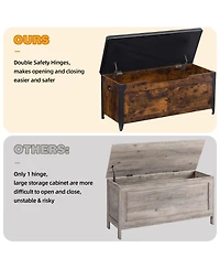 homfan Wooden Shoe Bench, Wood Storage Chest with Lift-Top Lid and Safety Hinges for Entryway or Living Room