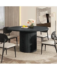 Tribesigns 47" Round Dining Table for 4, Farmhouse Kitchen with Metal Base