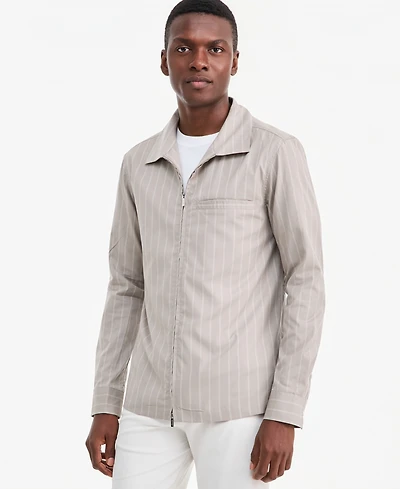Alfani Men's Zip Front Striped Long-Sleeve Shirt, Macy's Exclusive - Double Stripe