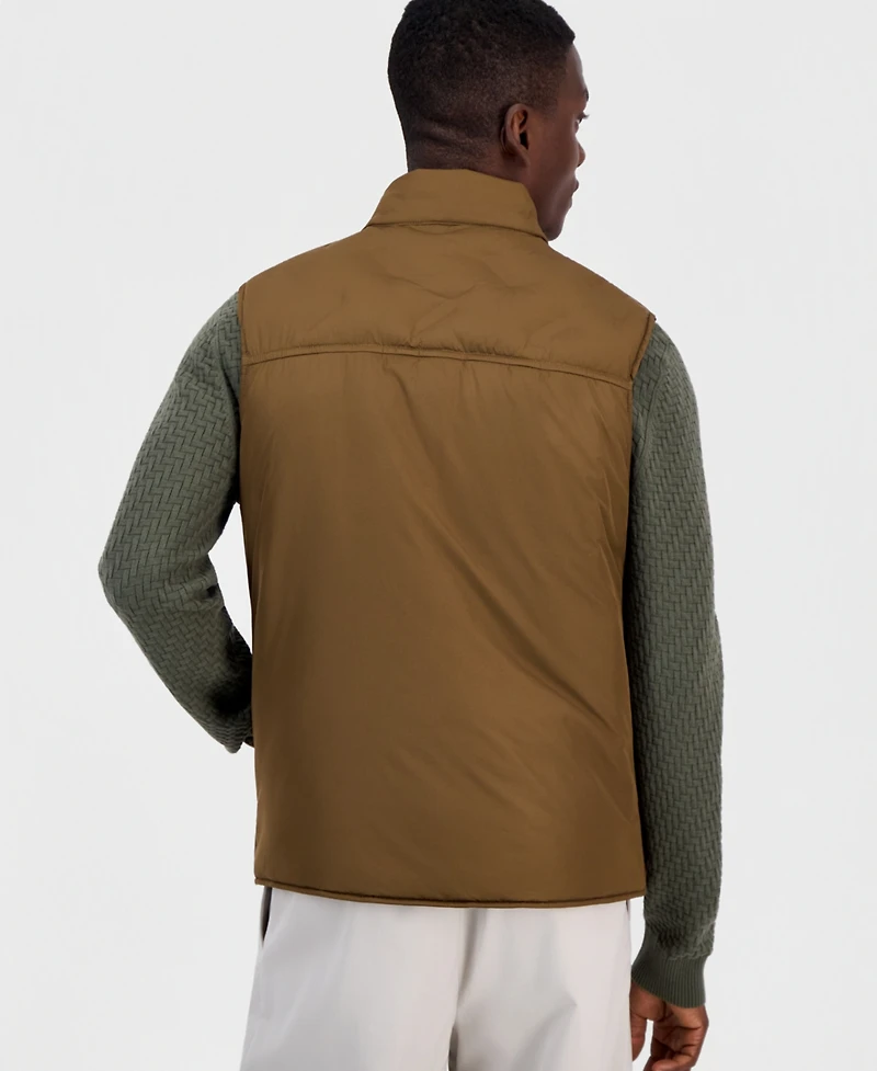 Alfani Men's Welded Alfatech Contrast-Trim Full-Zip Vest, Macy's Exclusive
