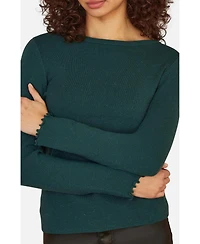 Yumi Women's Sparkle Long Sleeve Boatneck Knit Jumper
