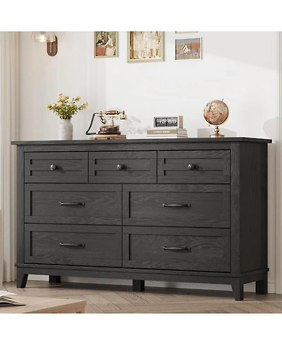 gaomon 7 Drawer Dresser, 54" Wide Wooden Storage Chest, Modern Mdf Closet Organizer for Bedroom, Living Room, Entryway
