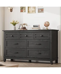 gaomon 7 Drawer Dresser, 54" Wide Wooden Storage Chest, Modern Mdf Closet Organizer for Bedroom, Living Room, Entryway