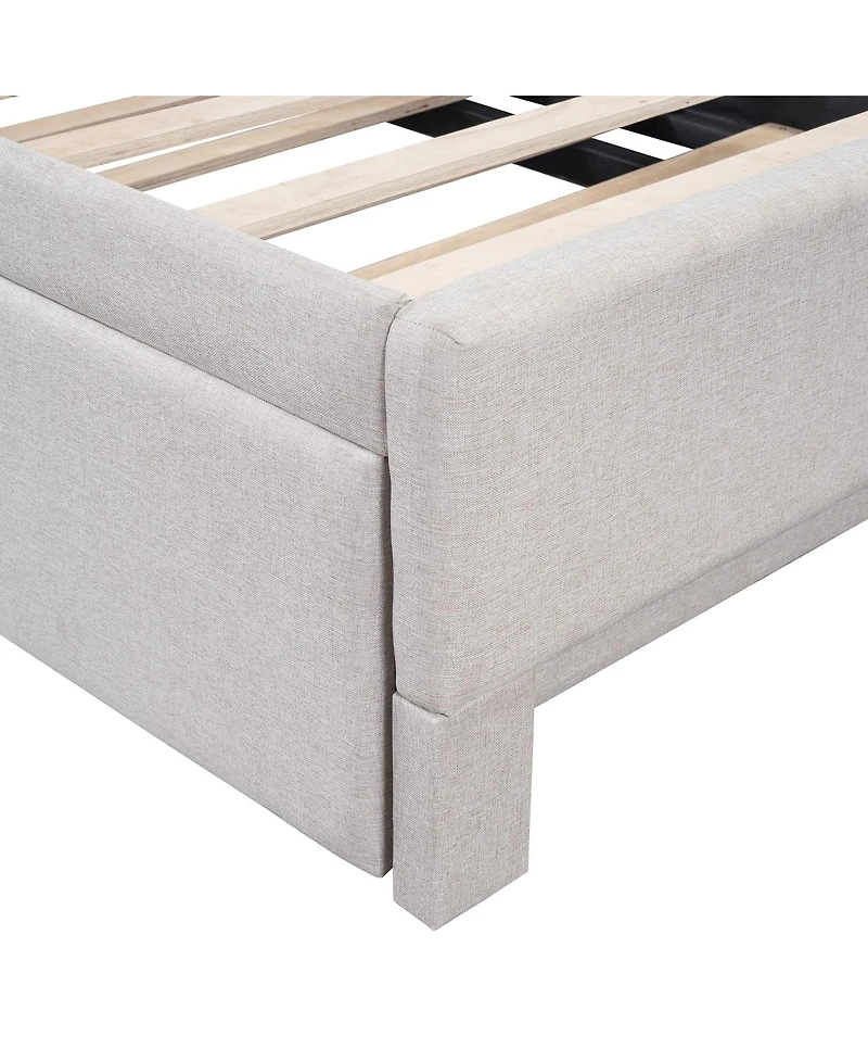 Streamdale Furniture Twin Size Upholstered L-Shaped Upholstered Daybed with Pop Up Trundle