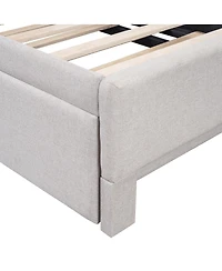 Streamdale Furniture Twin Size Upholstered L-Shaped Upholstered Daybed with Pop Up Trundle