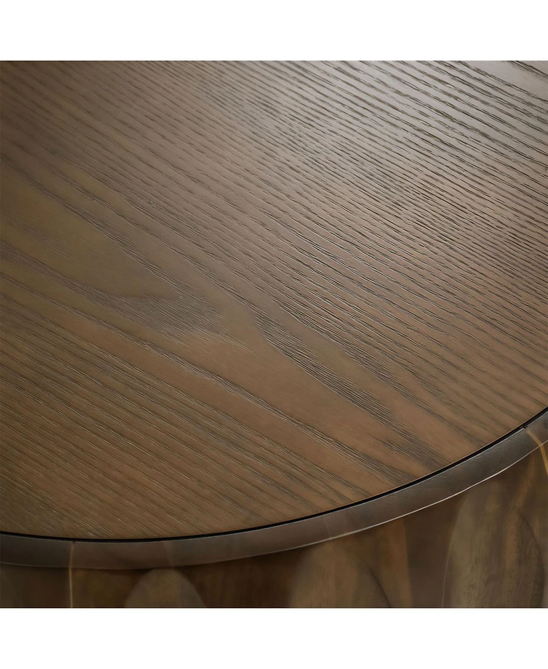 Streamdale Furniture Round Solid Wood Carved Coffee Table with Elegant Sculptural Design