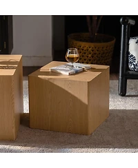 Streamdale Furniture Natural Wood Nesting Cube Coffee Table Set (Set of 2