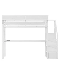 Streamdale Furniture Queen Loft Bed with Desk, Stairs and Charging Station