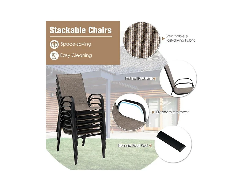 Mondawe 7-Piece Patio Dining Set with 6 Stackable Chairs