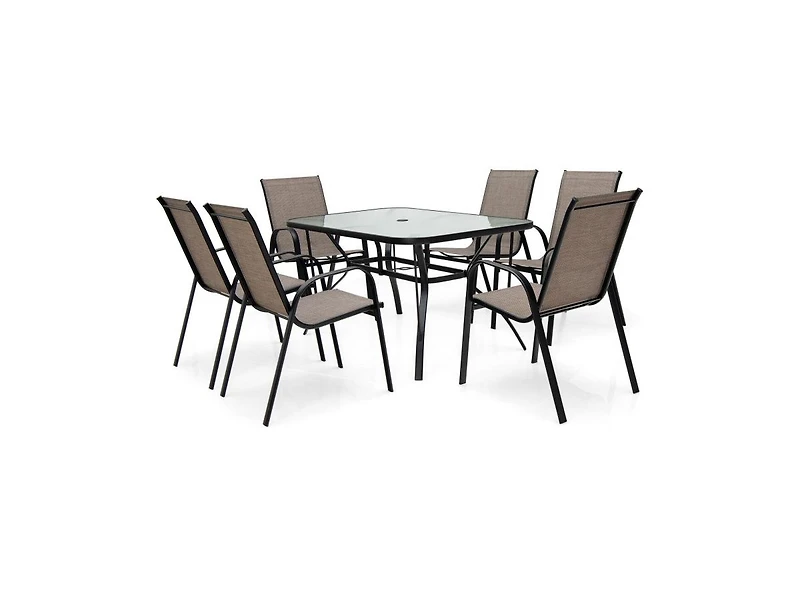 Mondawe 7-Piece Patio Dining Set with 6 Stackable Chairs