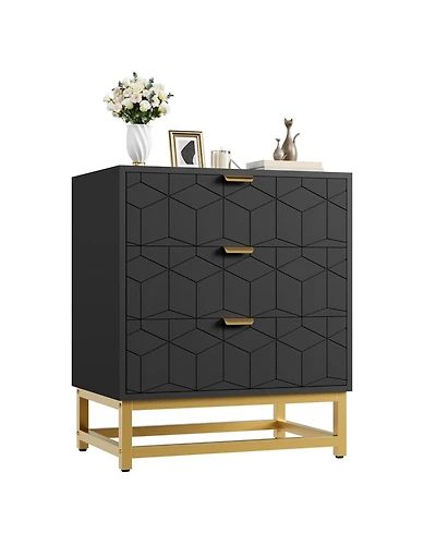 homfan 3-Drawer Dresser with Metal Legs and Handles, Modern Chest for Bedroom Living Room Entryway