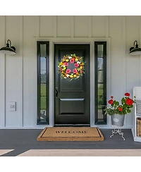 Gnuadz 22" Artificial Peony Poppy Lavender Wreath Door Wall Decor