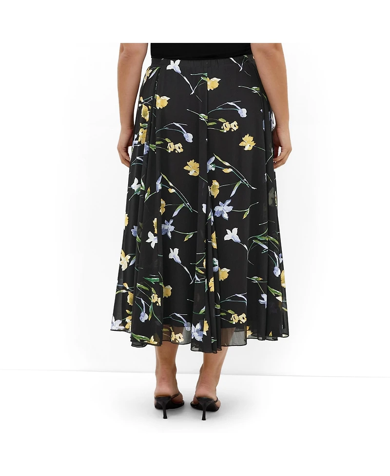 City Chic Plus Serene Petal Print Skirt