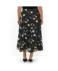 City Chic Plus Serene Petal Print Skirt