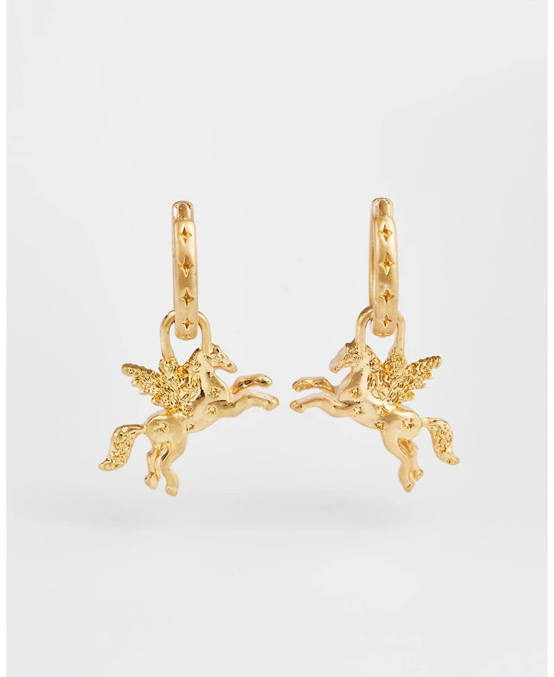 Fable England Gold Pegasus Huggie Earrings