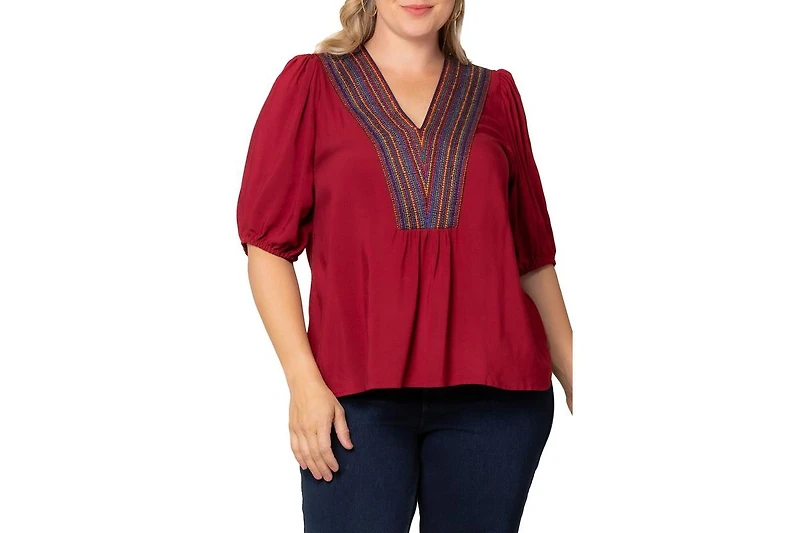 Kiyonna Plus Size Tacoma Trim Neckline Top
