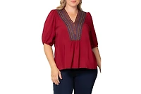 Kiyonna Plus Size Tacoma Trim Neckline Top