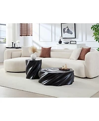 Streamdale Furniture 35" Round Petal-Shape Fluted Drum Coffee Table, Fiberglass
