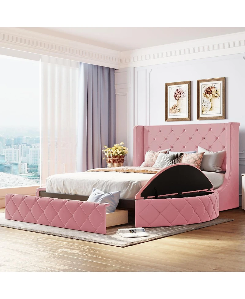 Streamdale Furniture Storage Bed with Wingback Headboard