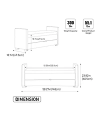 Streamdale Furniture 58.27" Modern Upholstered Storage Bench with Rolled Arms