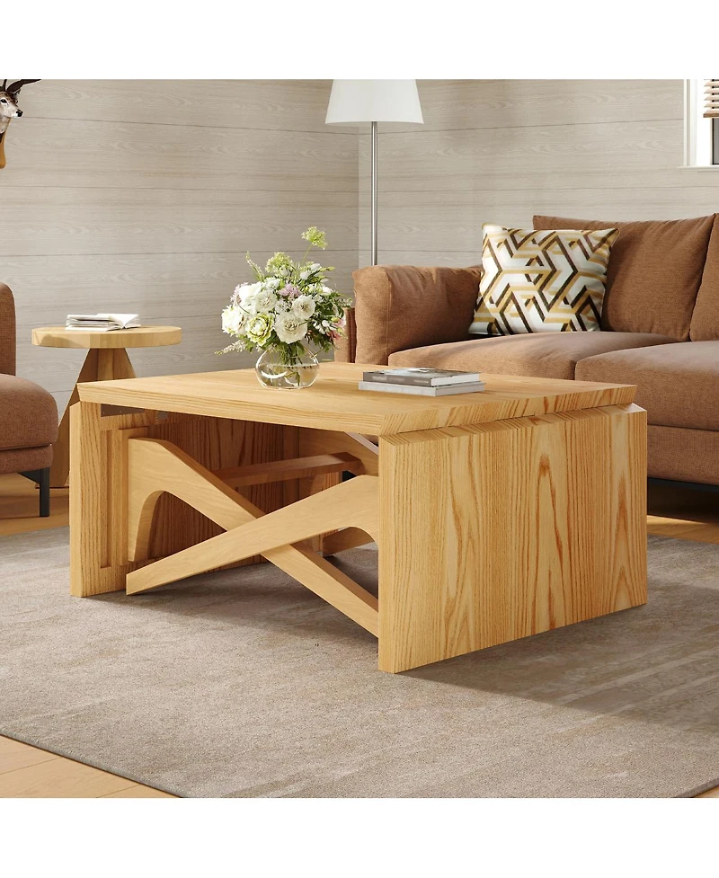 Streamdale Furniture 2-in-1 Expandable Wood Transformer Coffee Table