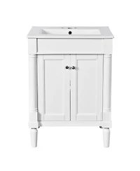 Phying 24 Inch Modern Bathroom Vanity with Top Sink 2 Tier Large Storage Shelf Single Sink , Home Hotel Small Bathroom Decor