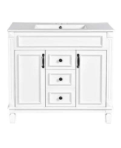 Phying 36 Inch Modern Bathroom Vanity with Top Sink Freestanding Single Sink Bathroom Storage Cabinet for Home Bathroom Decoration