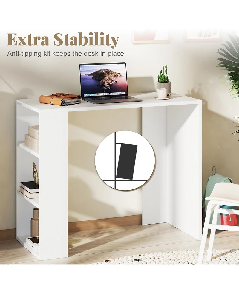 Slickblue 36 Inch Computer Desk with 3 Open Shelves Storage