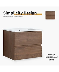 Sillysis Inch Wall Mounted Bathroom Vanity with Ceramic Sink