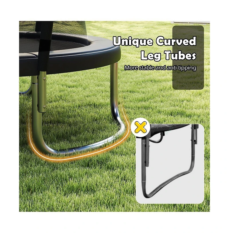 Ruie 8 ft Outdoor Heavy-Duty Recreational Trampoline with Safety Enclosure