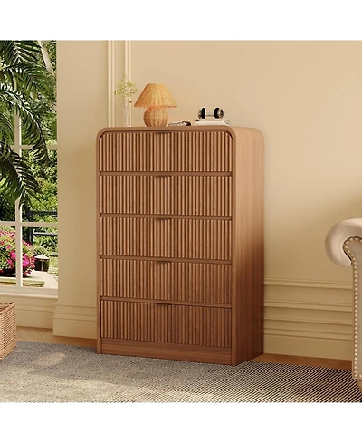gaomon Modern Fluted Dresser with 5 Drawers
