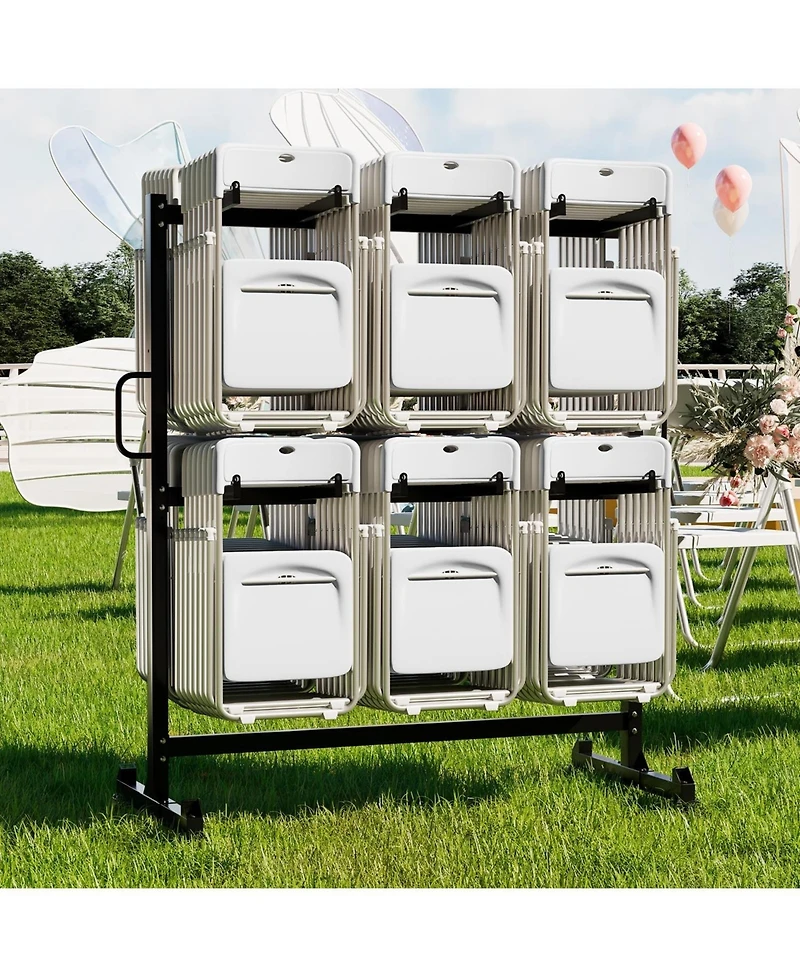 Aecojoy Folding Chair Rack, Dolly Chair Cart for 84 Chairs or 12 Tables, Heavy Duty 1080LBS Weight Capacity Storage Rack with Swivel Wheels